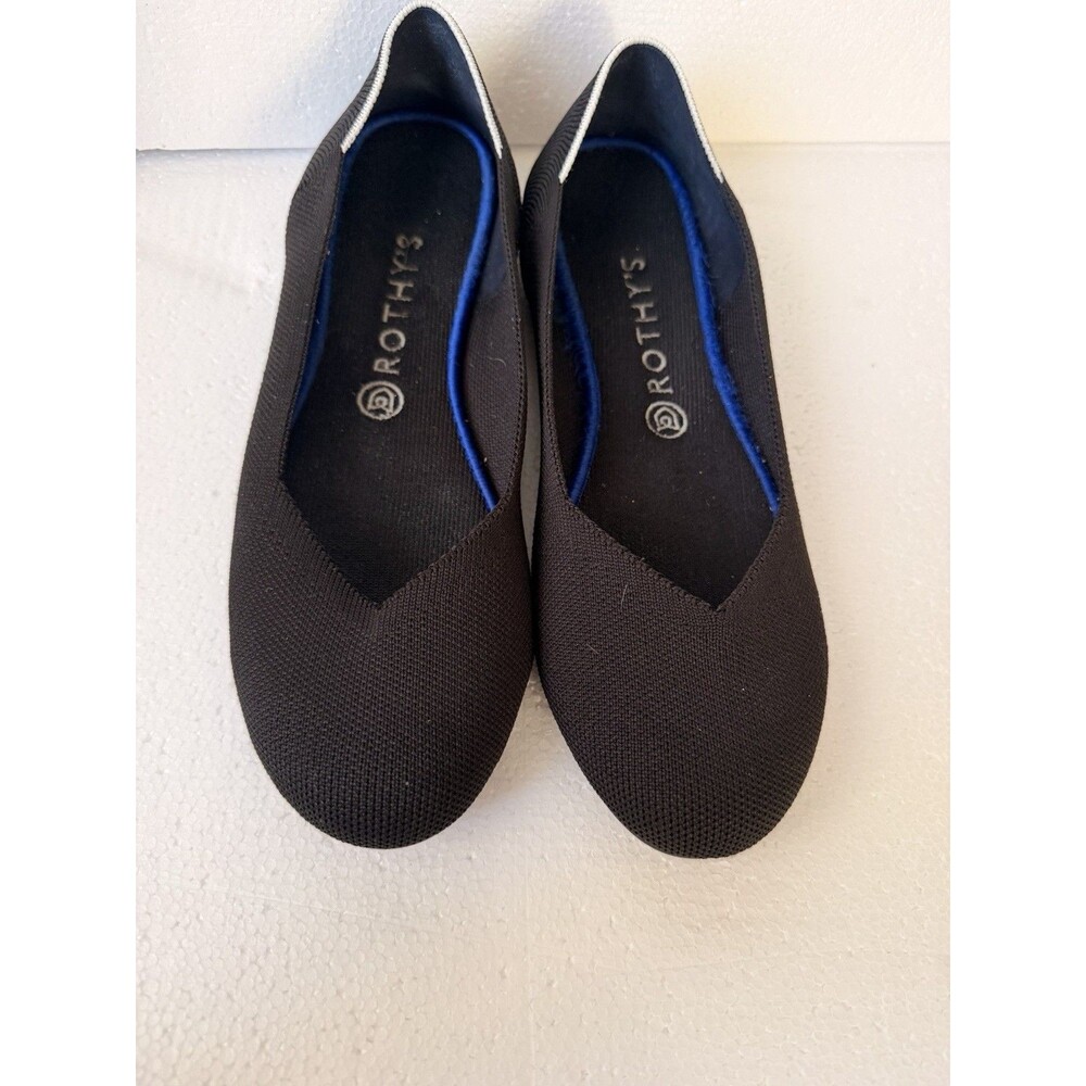 Rothy's The Flat Black Knit Round Toe Slip On Shoes Women's Size 10.5